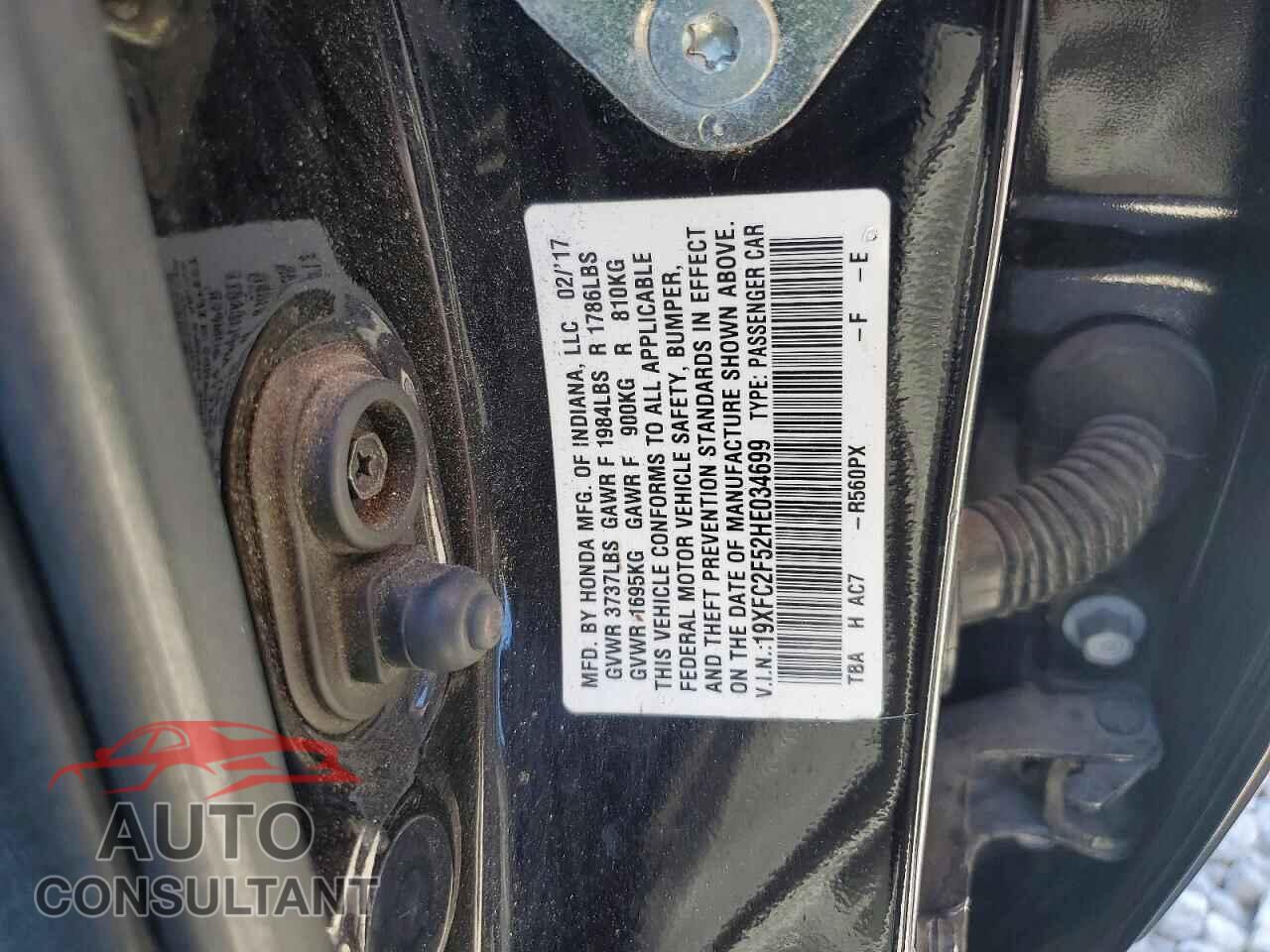 HONDA CIVIC 2017 - 19XFC2F52HE034699
