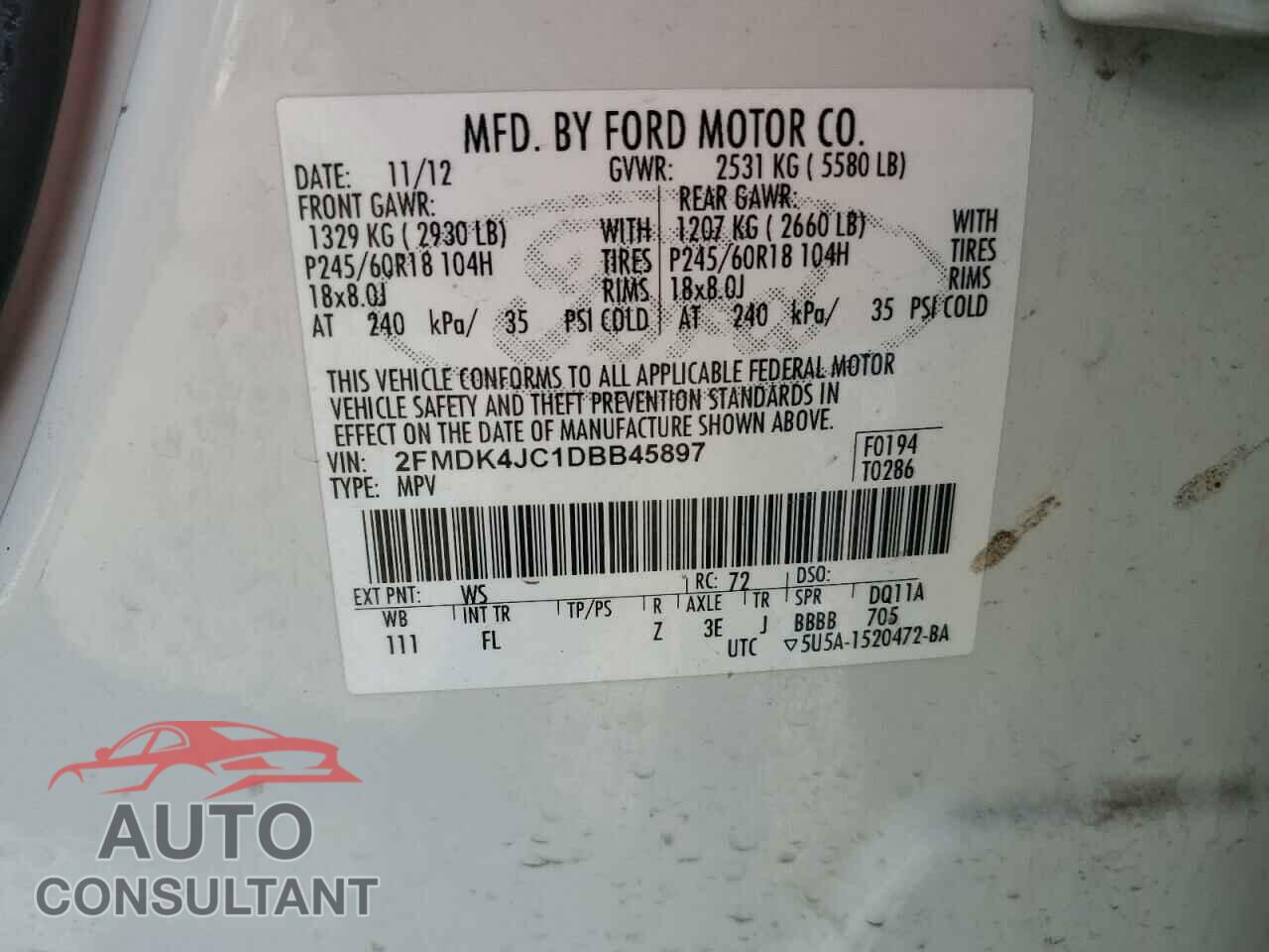 FORD EDGE 2013 - 2FMDK4JC1DBB45897
