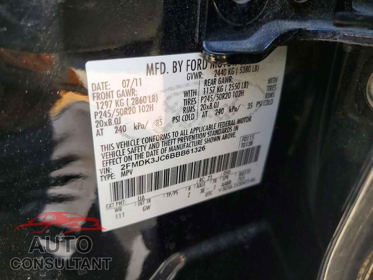 FORD EDGE 2011 - 2FMDK3JC6BBB61326