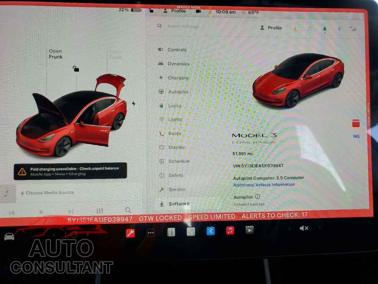 TESLA MODEL 3 2018 - 5YJ3E1EA1JF039947