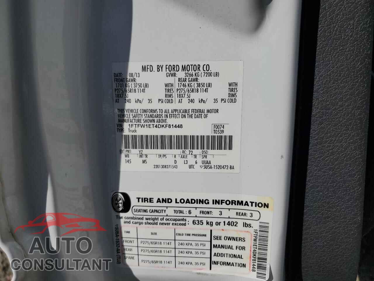 FORD F-150 2013 - 1FTFW1ET4DKF81448