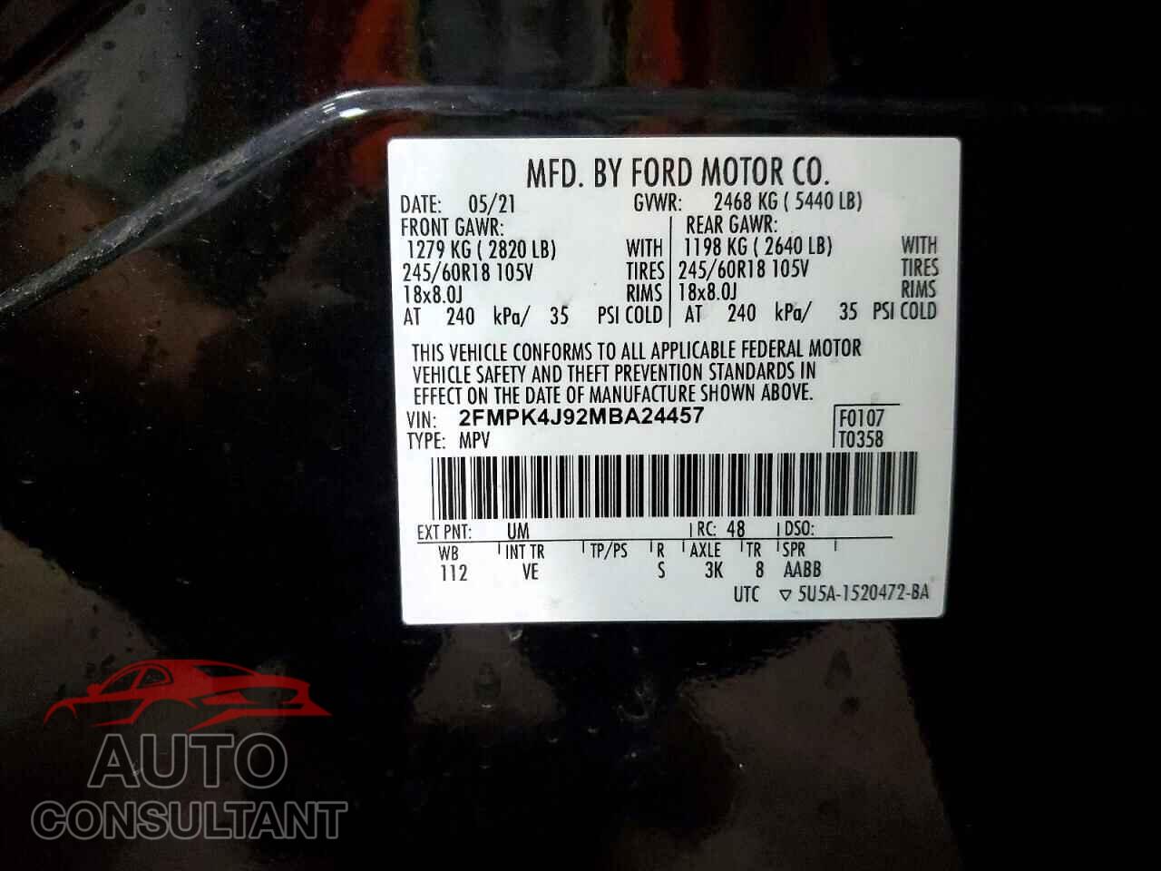 FORD EDGE 2021 - 2FMPK4J92MBA24457