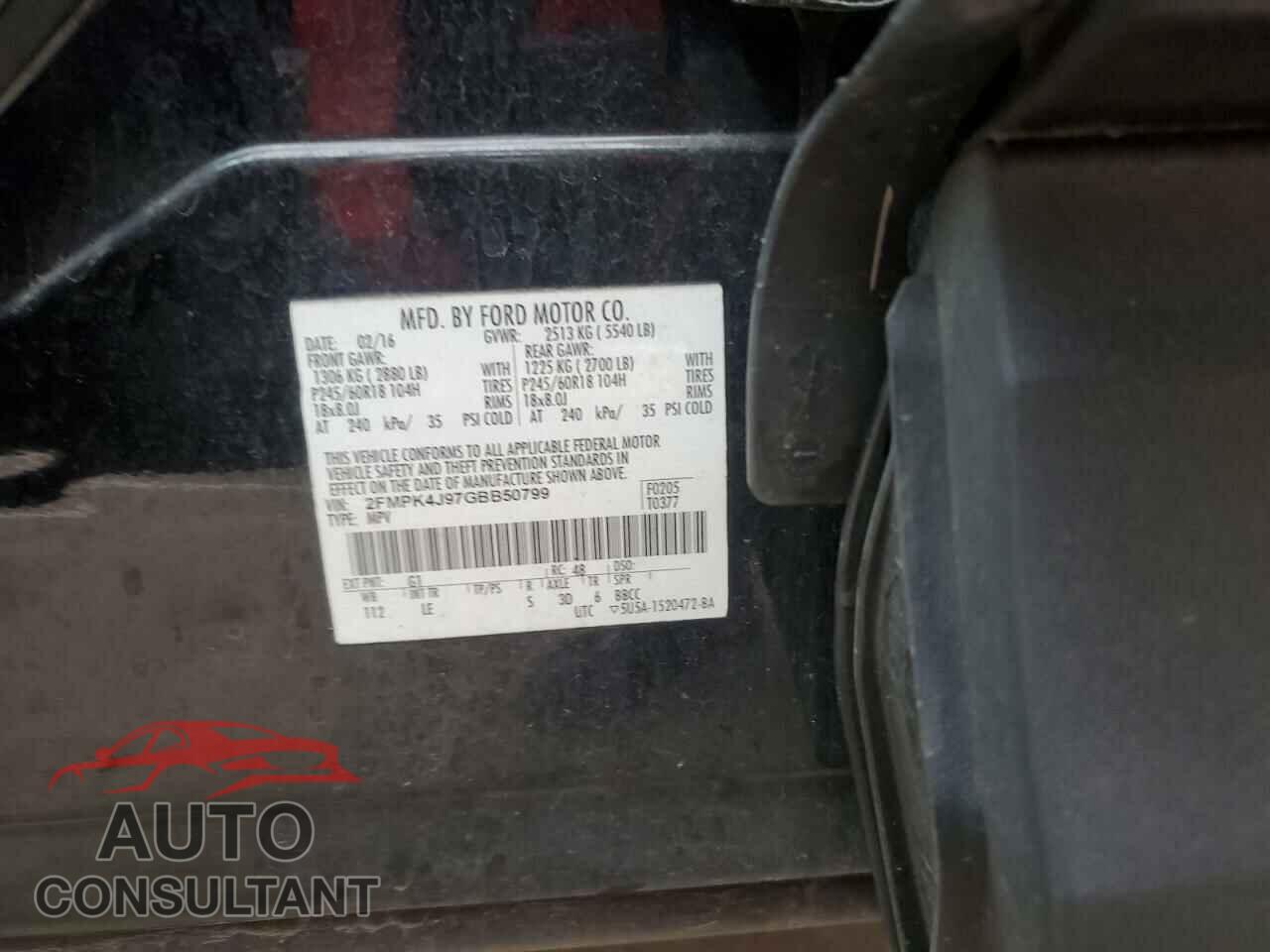 FORD EDGE 2016 - 2FMPK4J97GBB50799