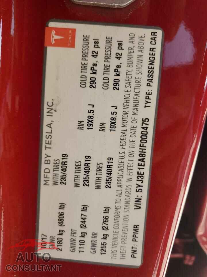 TESLA MODEL 3 2017 - 5YJ3E1EA8HF000475
