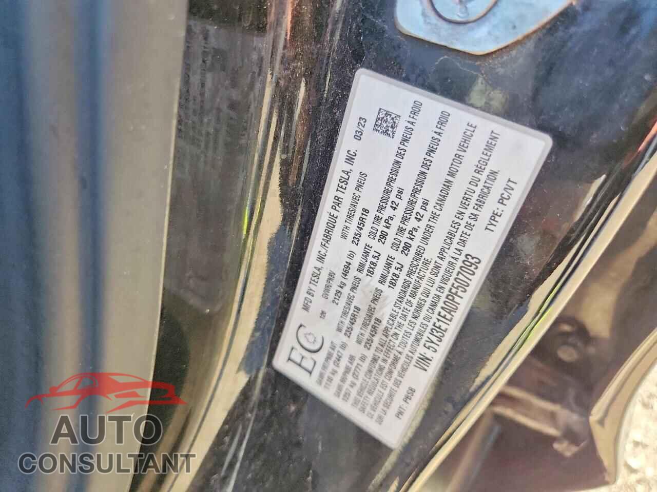 TESLA MODEL 3 2023 - 5YJ3E1EA0PF507093