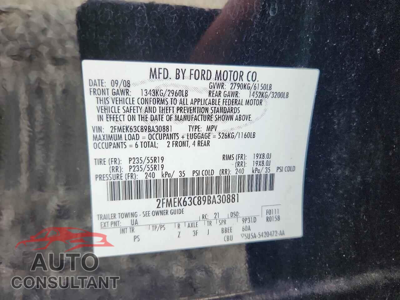FORD FLEX 2009 - 2FMEK63C89BA30881