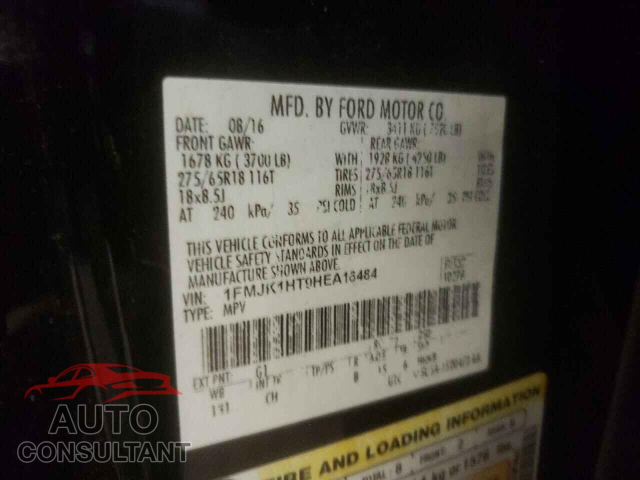 FORD EXPEDITION 2017 - 1FMJK1HT9HEA16484