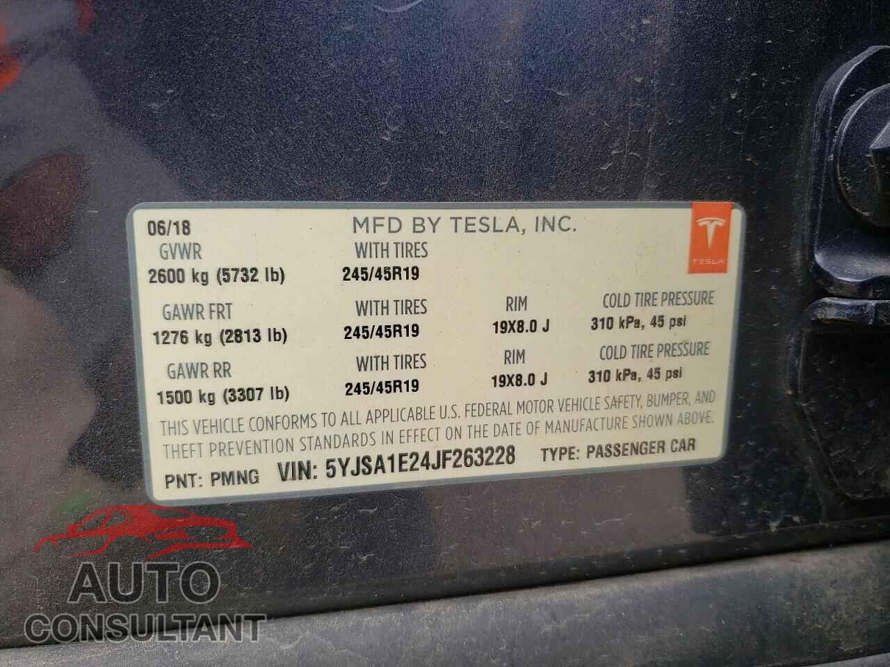 TESLA MODEL S 2018 - 5YJSA1E24JF263228