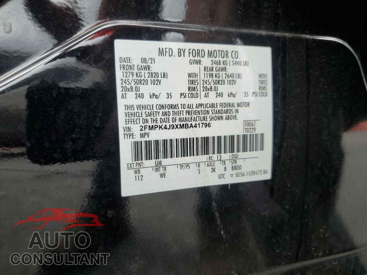 FORD EDGE 2021 - 2FMPK4J9XMBA41796