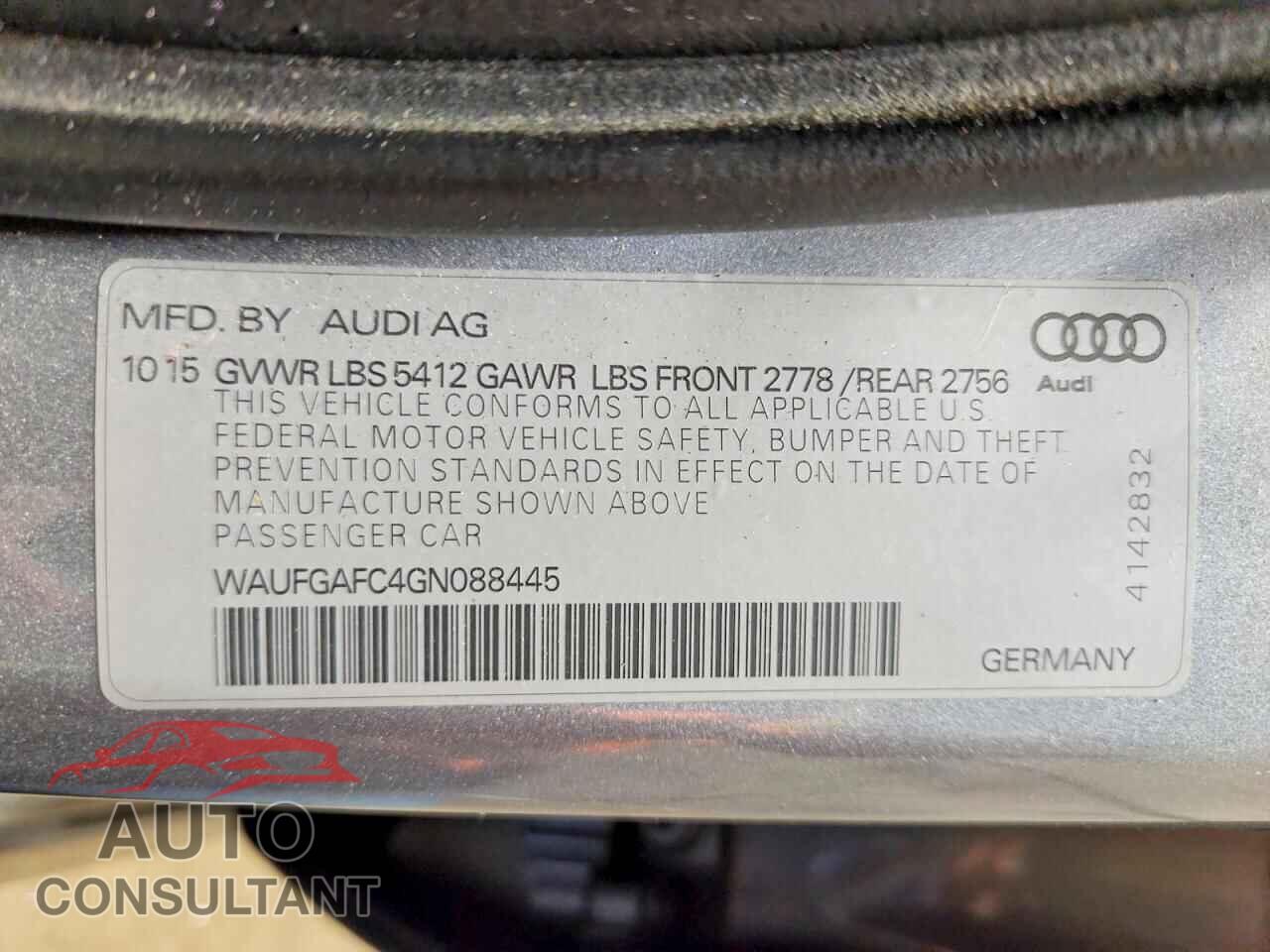 AUDI A6 2016 - WAUFGAFC4GN088445