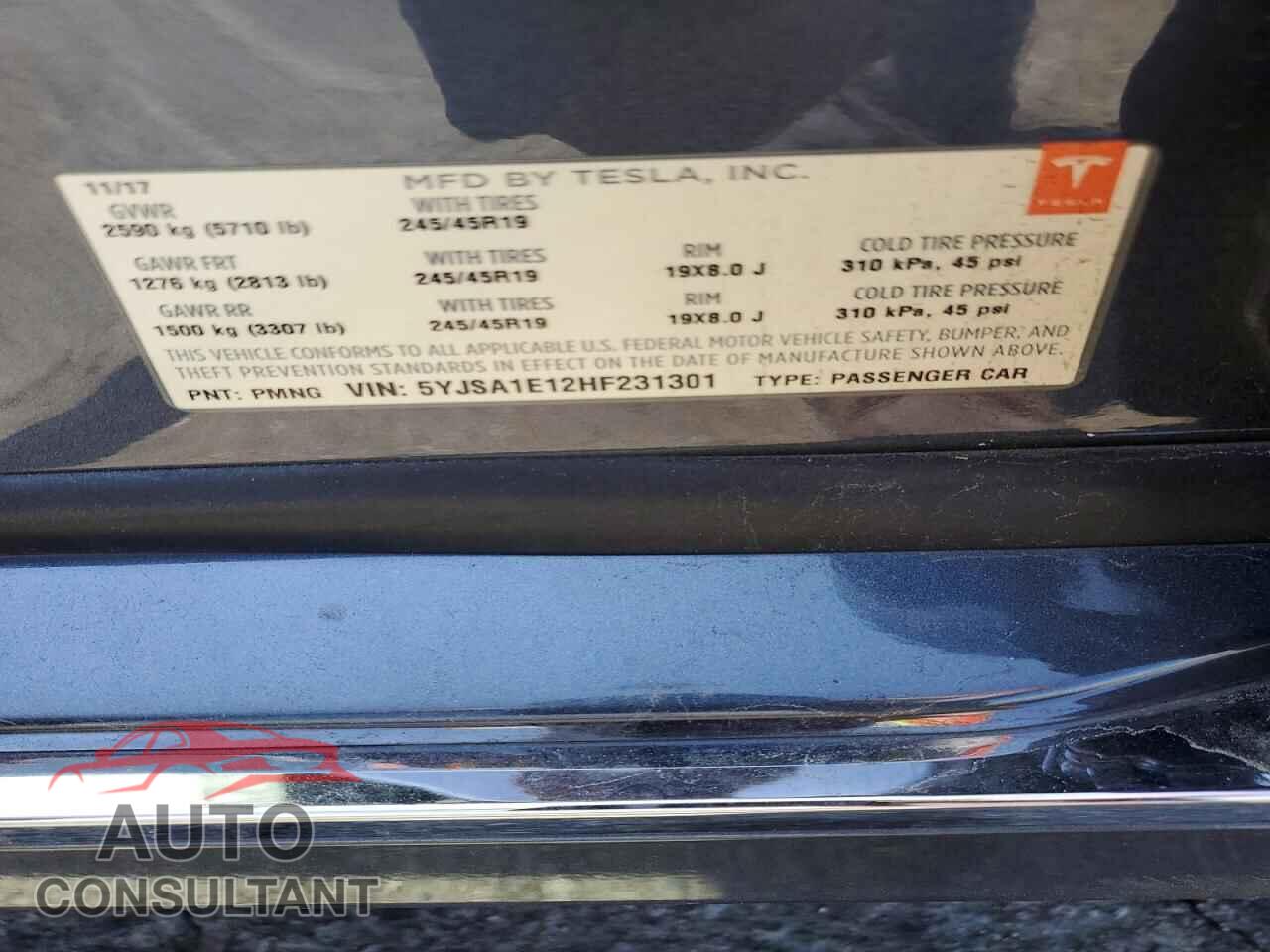 TESLA MODEL S 2017 - 5YJSA1E12HF231301