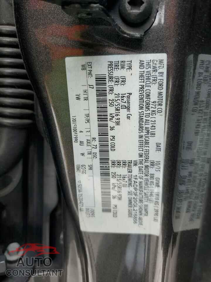 FORD FOCUS 2016 - 1FADP3F20GL216856