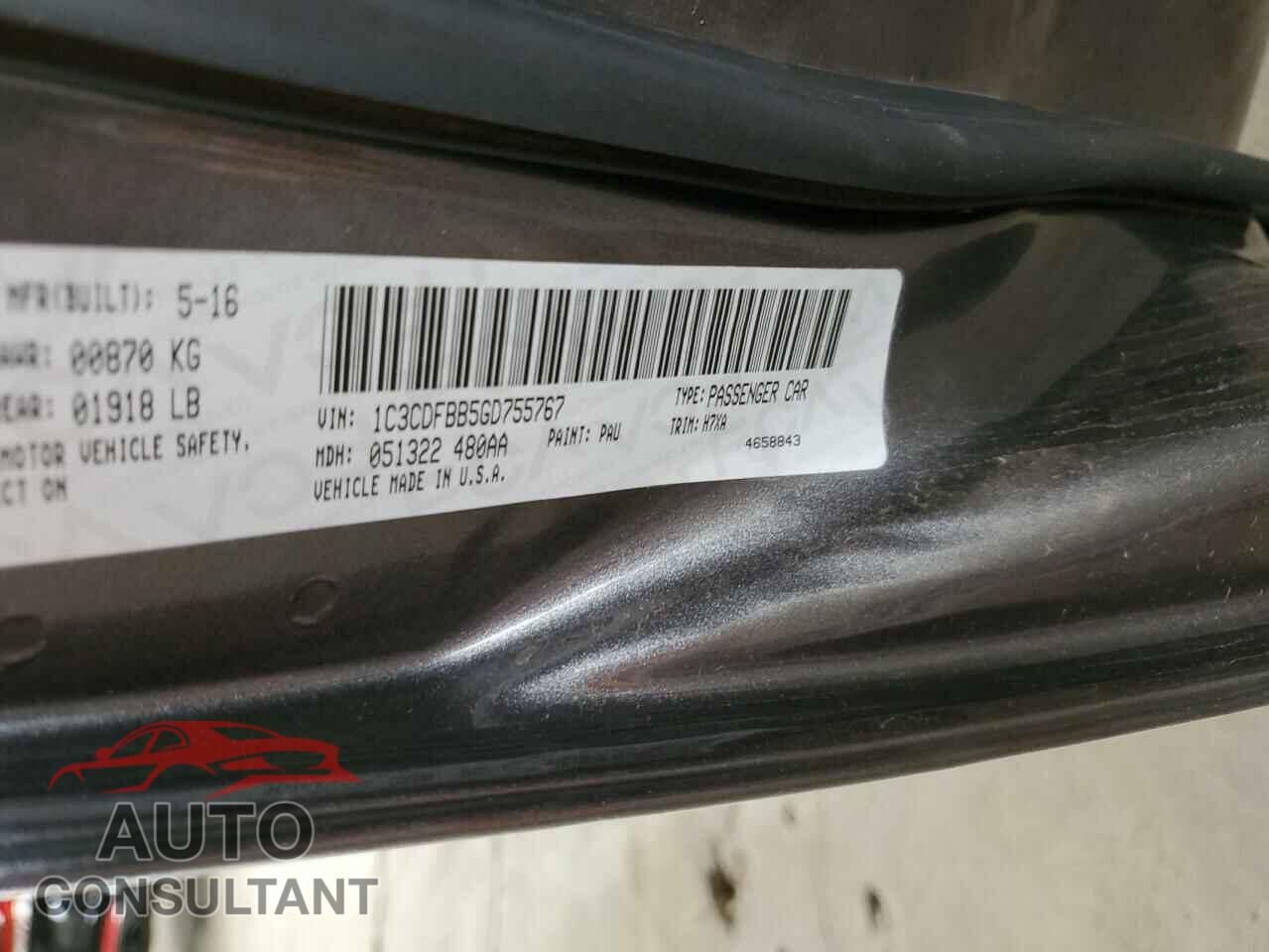 DODGE DART 2016 - 1C3CDFBB5GD755767