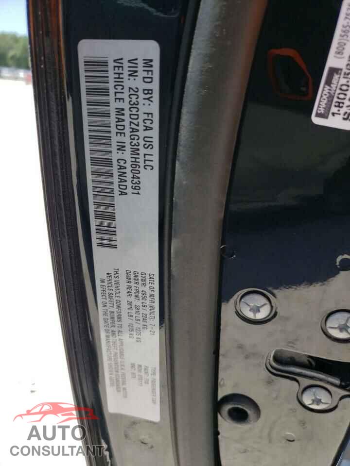 DODGE CHALLENGER 2021 - 2C3CDZAG3MH604391