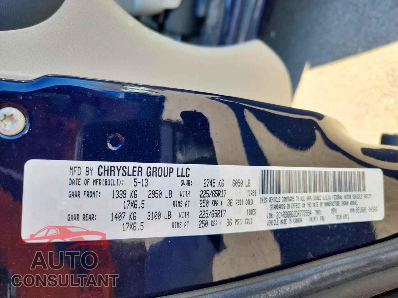 DODGE CARAVAN 2013 - 2C4RDGBG2DR772994