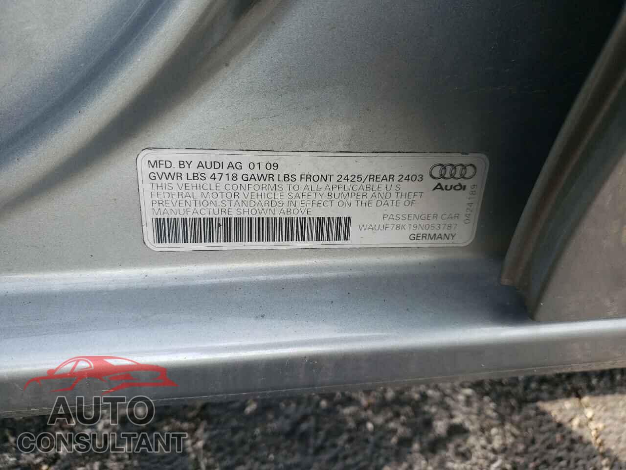 AUDI A4 2009 - WAUJF78K19N053787