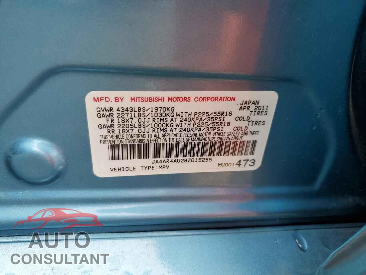 MITSUBISHI OUTLANDER 2011 - JA4AR4AU2BZ015255