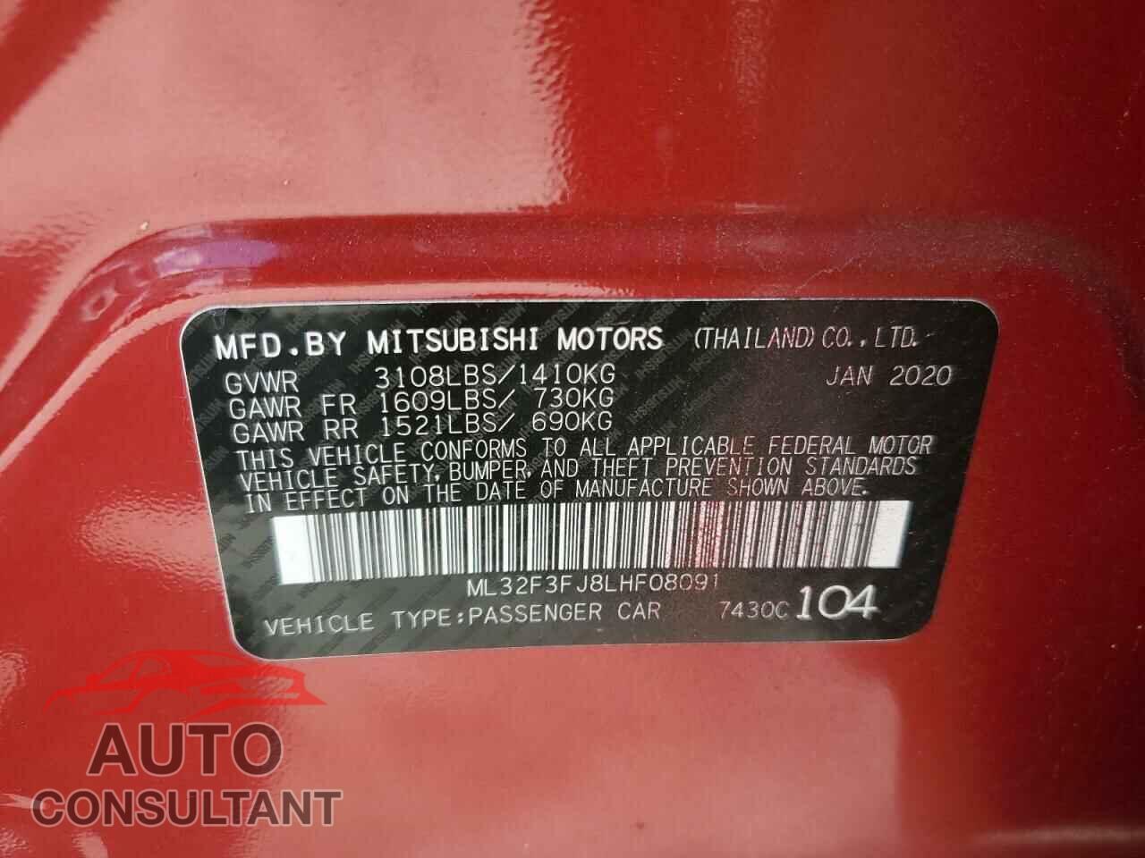 MITSUBISHI MIRAGE 2020 - ML32F3FJ8LHF08091