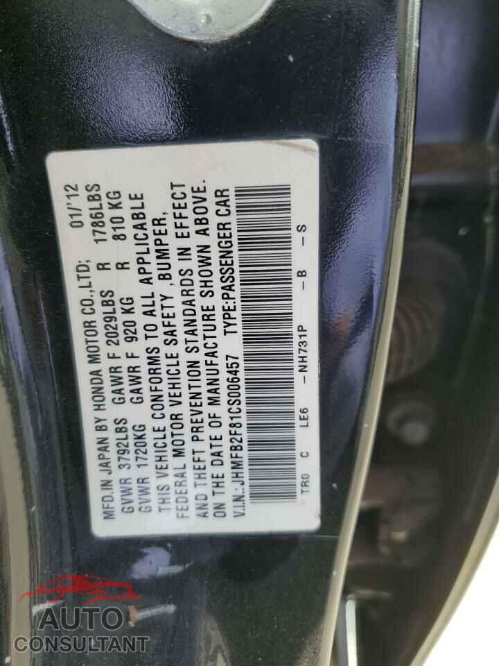 HONDA CIVIC 2012 - JHMFB2F81CS006457