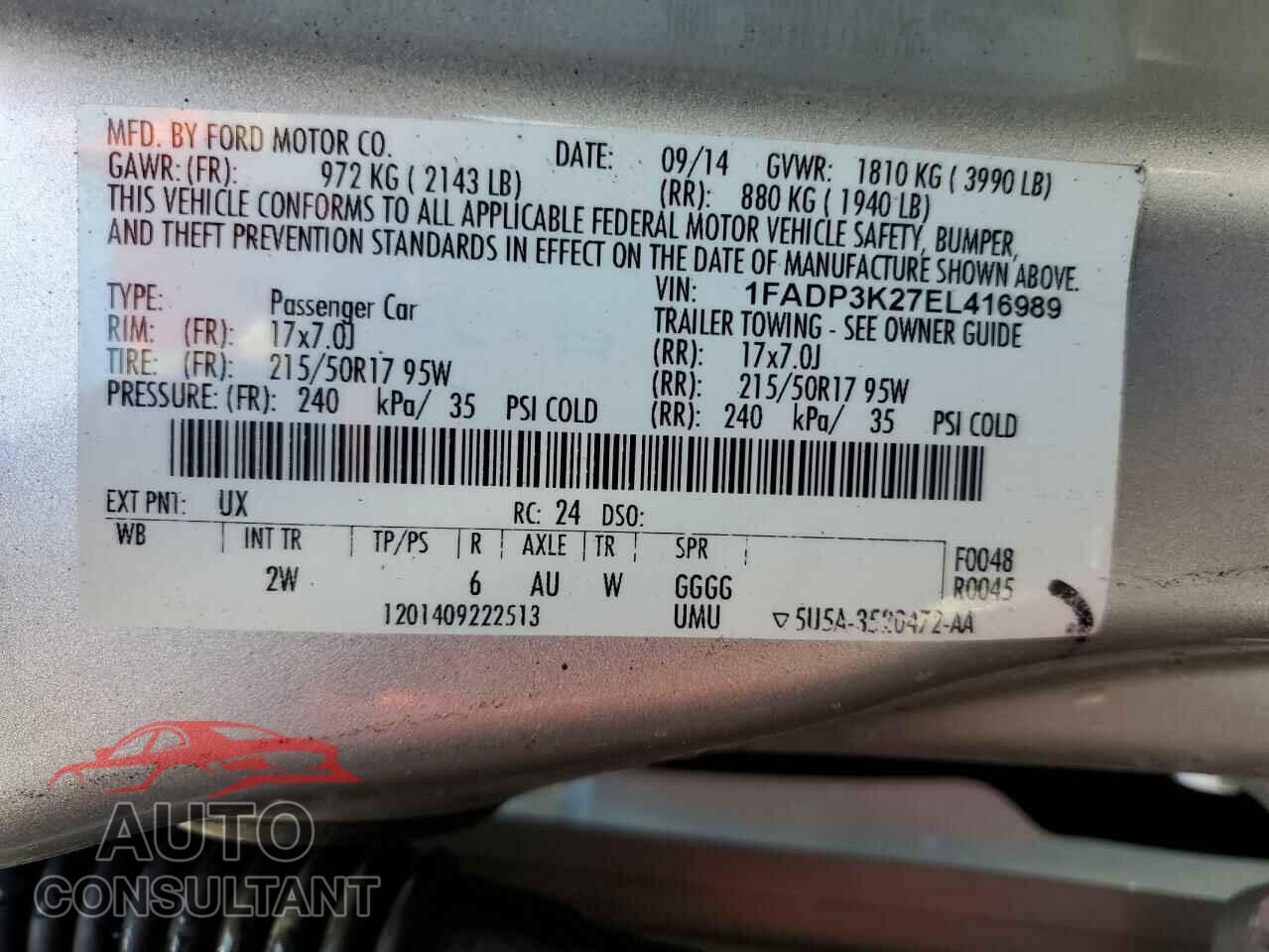 FORD FOCUS 2014 - 1FADP3K27EL416989