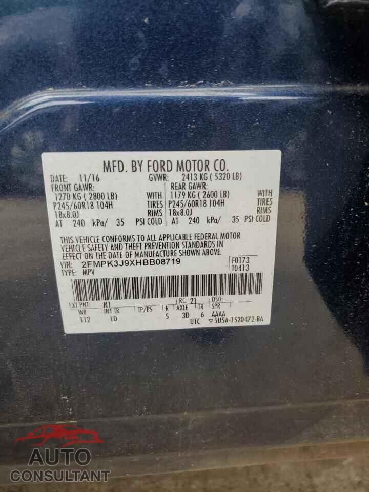 FORD EDGE 2017 - 2FMPK3J9XHBB08719