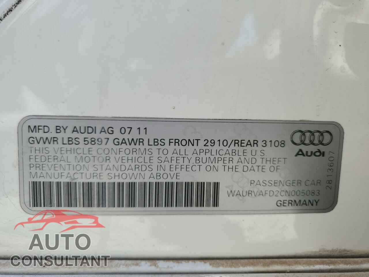 AUDI A8 2012 - WAURVAFD2CN005083
