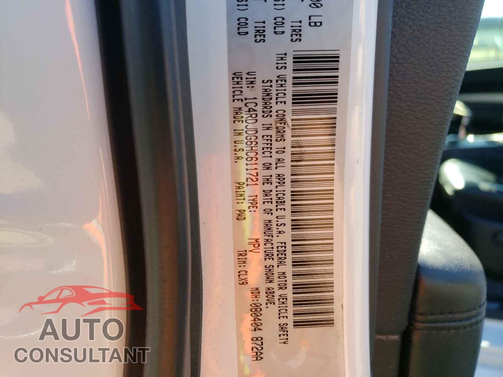 DODGE DURANGO 2017 - 1C4RDJDG6HC611721