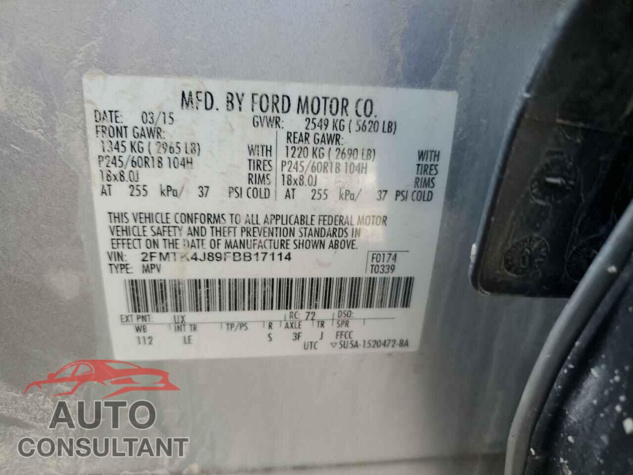FORD EDGE 2015 - 2FMTK4J89FBB17114