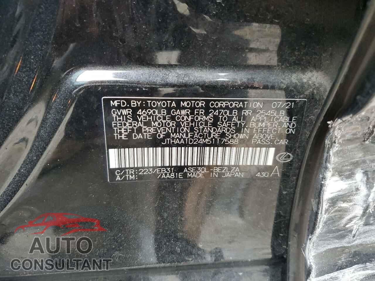 LEXUS IS 2021 - JTHAA1D24M5117588