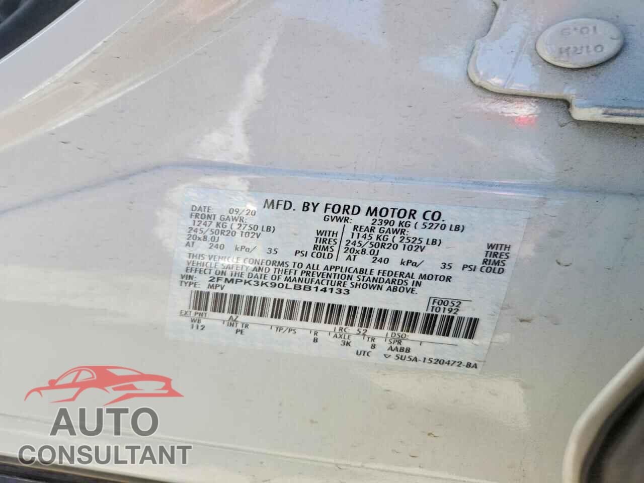FORD EDGE 2020 - 2FMPK3K90LBB14133