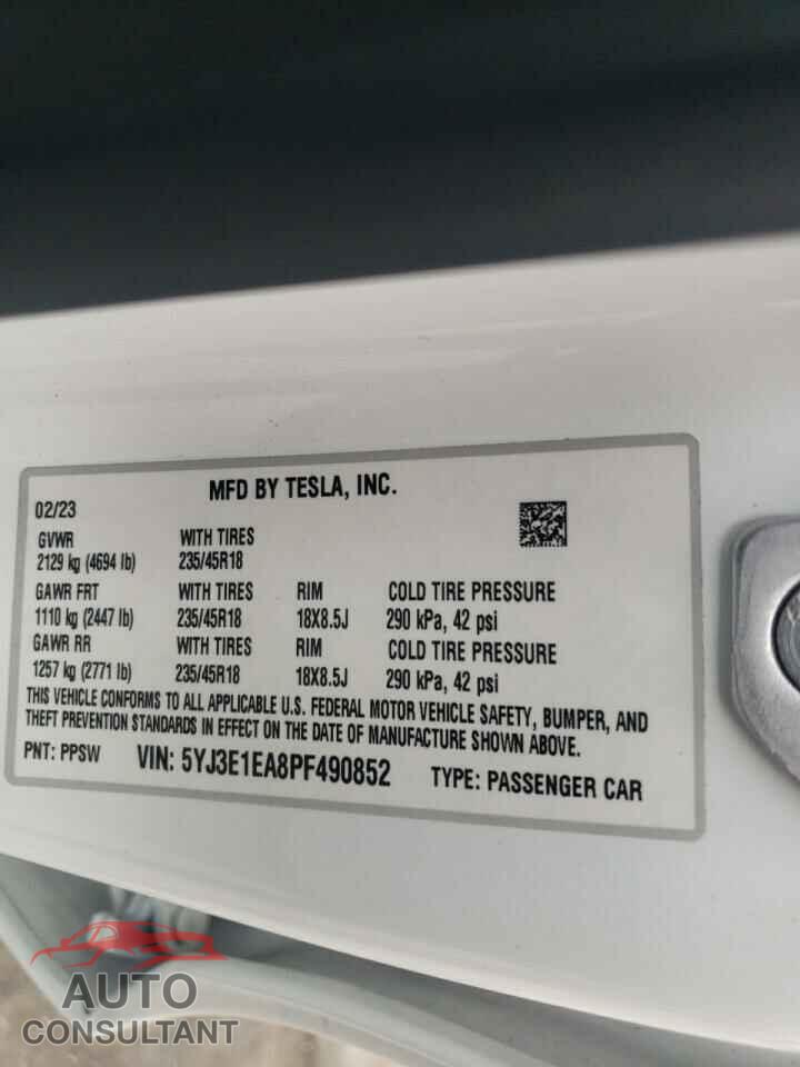 TESLA MODEL 3 2023 - 5YJ3E1EA8PF490852