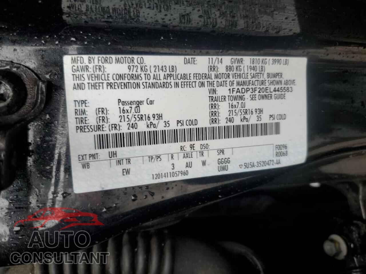 FORD FOCUS 2014 - 1FADP3F20EL445583