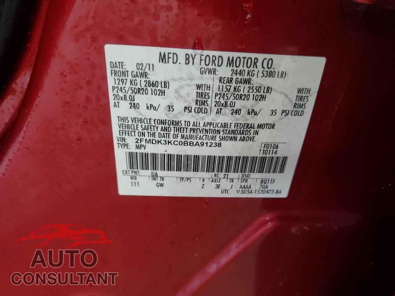 FORD EDGE 2011 - 2FMDK3KC0BBA91238
