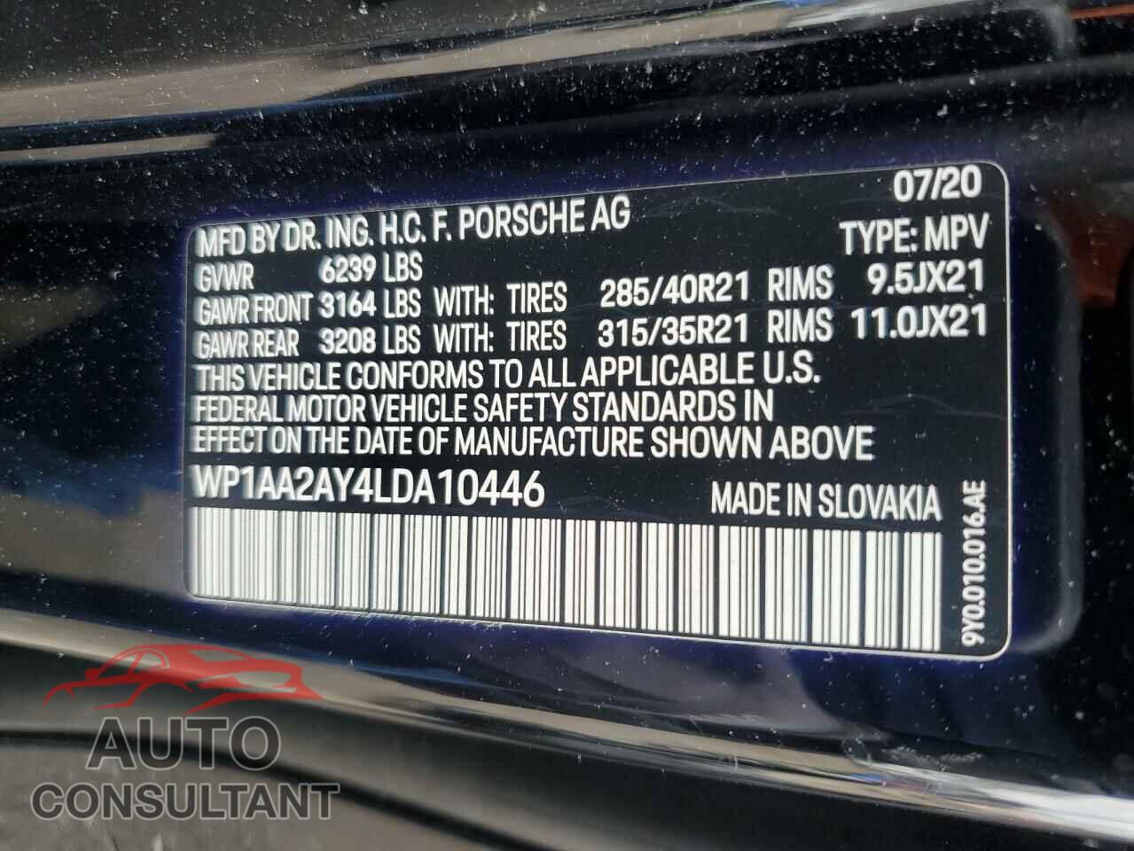 PORSCHE CAYENNE 2020 - WP1AA2AY4LDA10446