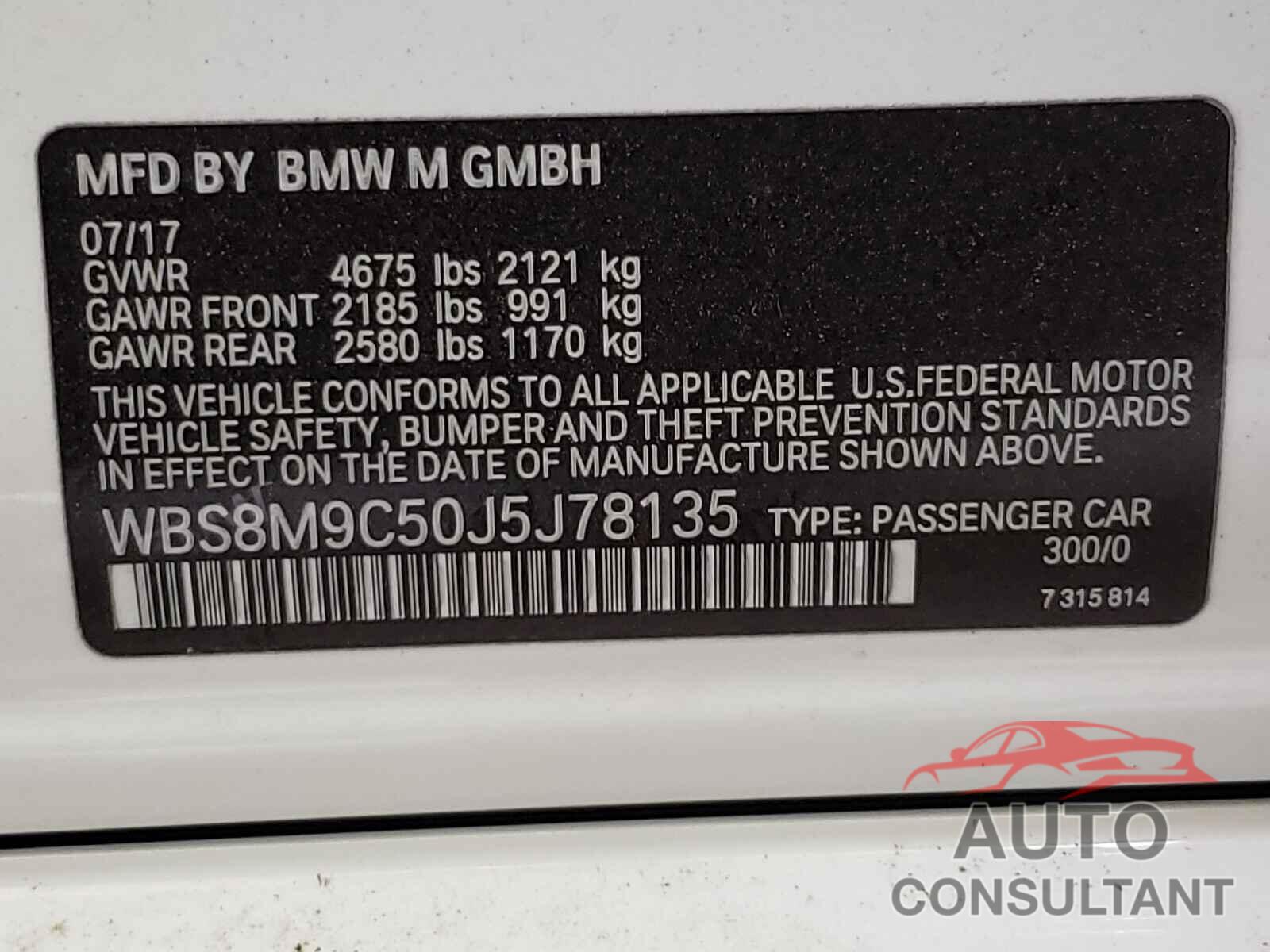 BMW M3 2018 - WBS8M9C50J5J78135