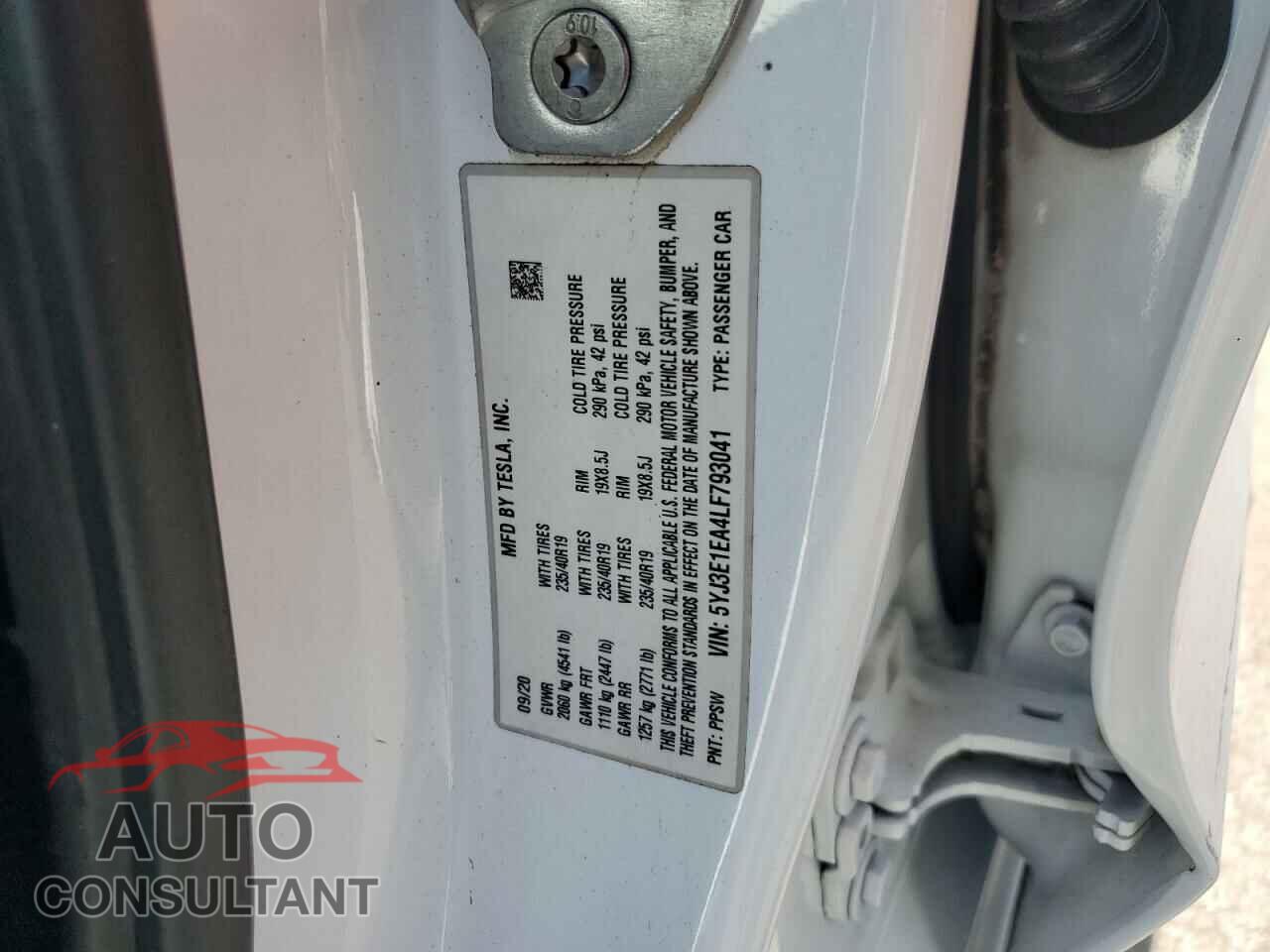 TESLA MODEL 3 2020 - 5YJ3E1EA4LF793041