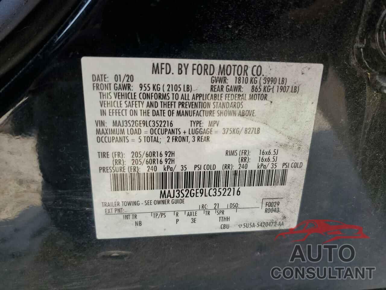 FORD ECOSPORT 2020 - MAJ3S2GE9LC352216