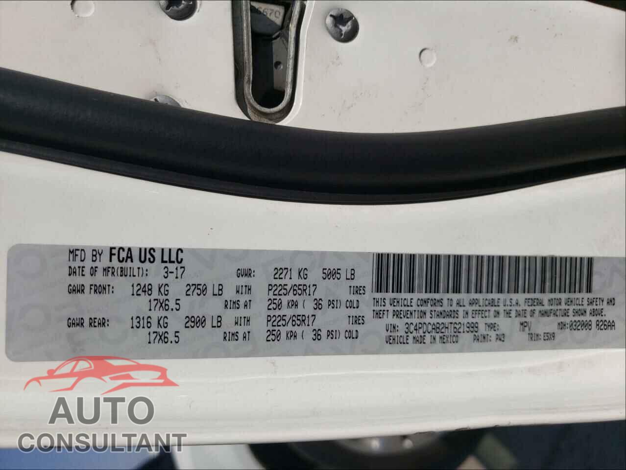 DODGE JOURNEY 2017 - 3C4PDCAB2HT621999