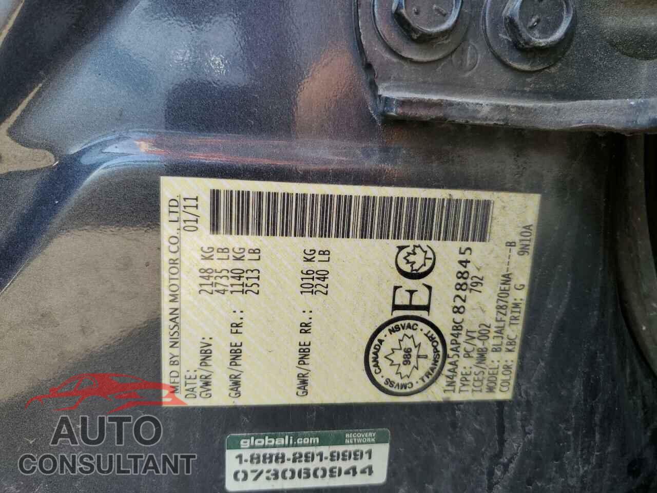 NISSAN MAXIMA 2011 - 1N4AA5AP4BC828845