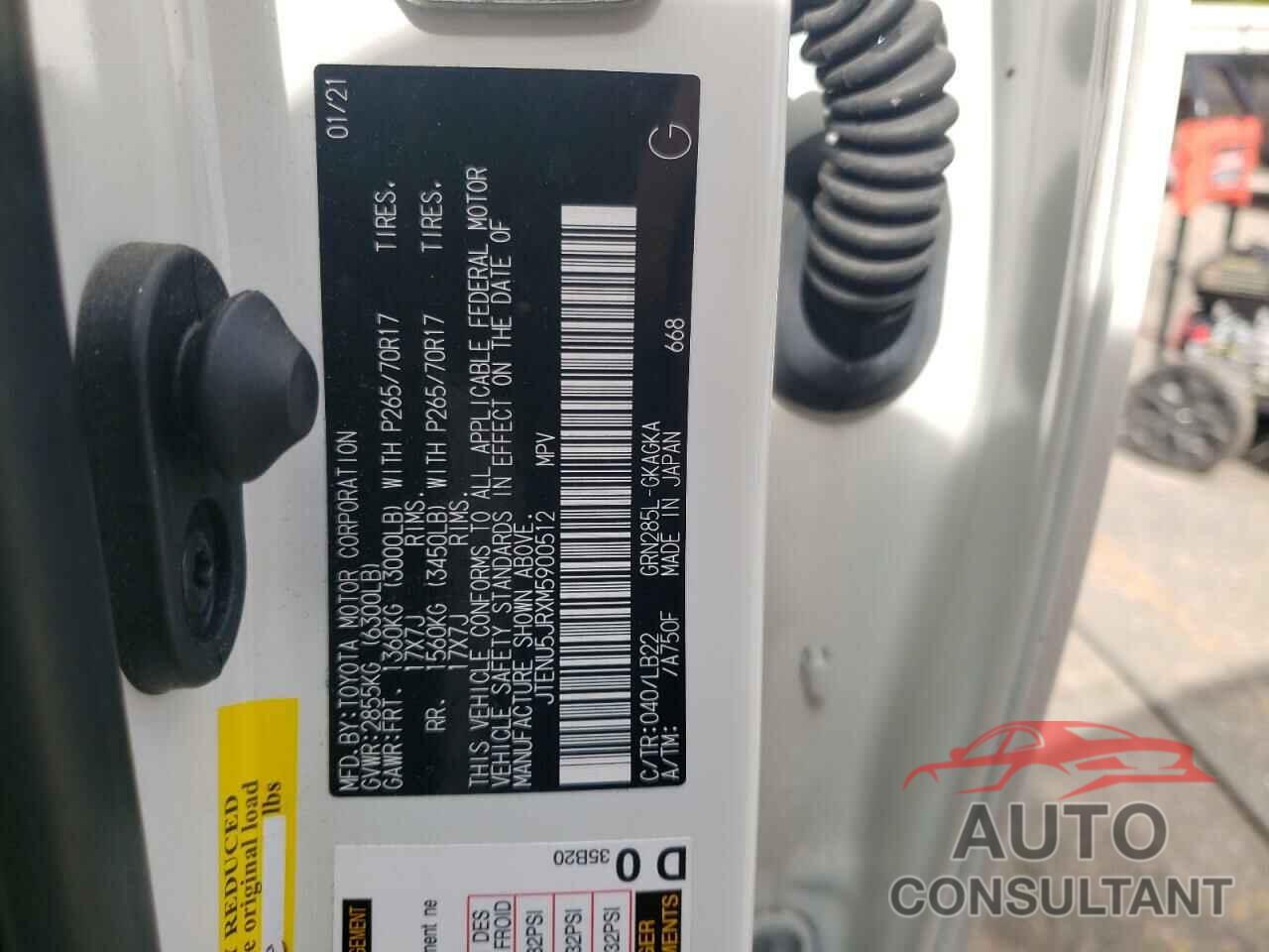 TOYOTA 4RUNNER 2021 - JTENU5JRXM5900512