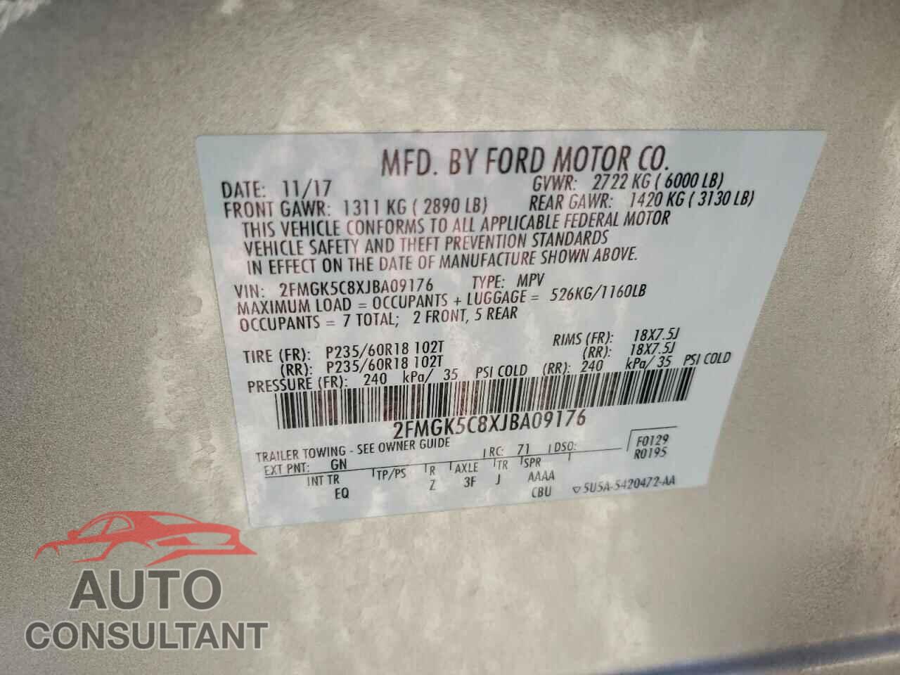 FORD FLEX 2018 - 2FMGK5C8XJBA09176