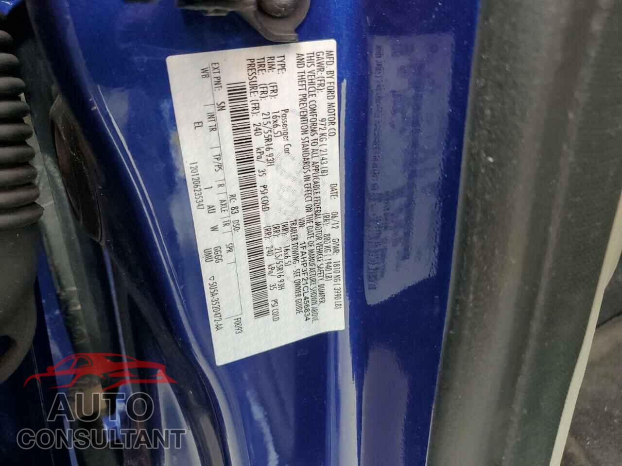 FORD FOCUS 2012 - 1FAHP3F21CL456834