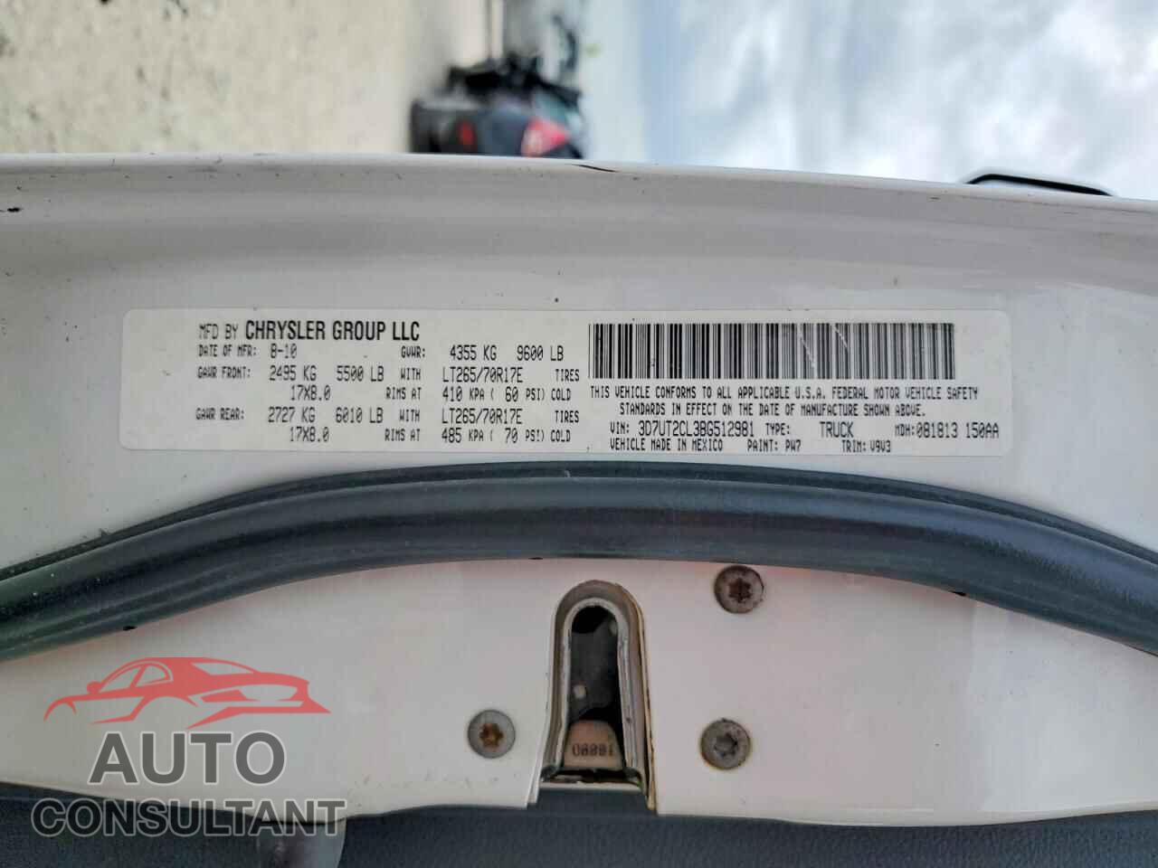 DODGE RAM 2500 2011 - 3D7UT2CL3BG512981