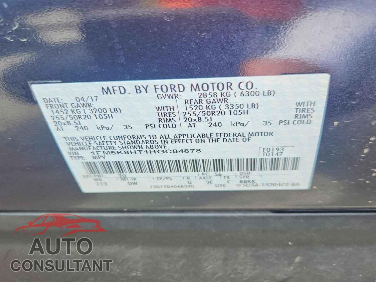 FORD EXPLORER 2017 - 1FM5K8HT1HGC84878