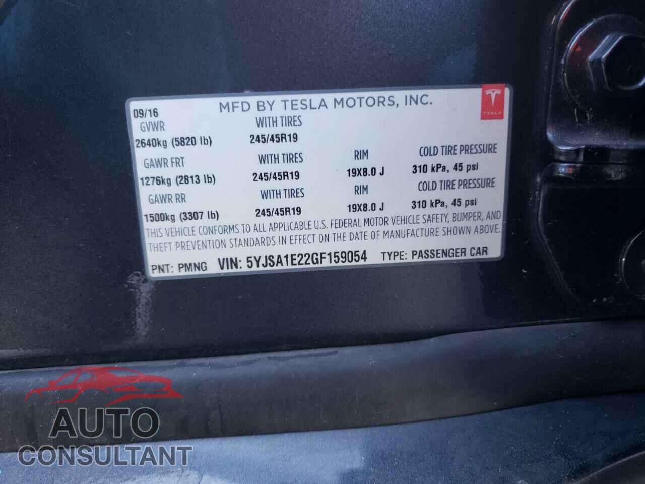 TESLA MODEL S 2016 - 5YJSA1E22GF159054