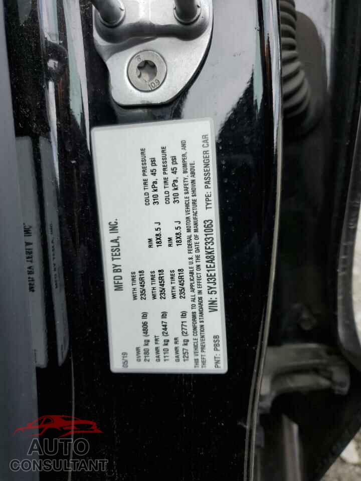 TESLA MODEL 3 2019 - 5YJ3E1EA8KF331063