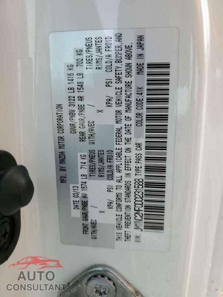 MAZDA MX5 2013 - JM1NC2MF0D0231588