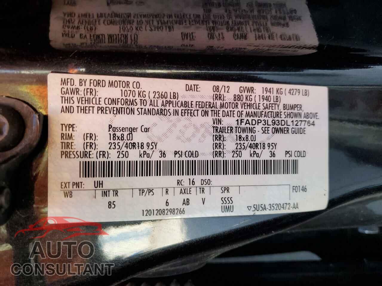 FORD FOCUS 2013 - 1FADP3L93DL127764