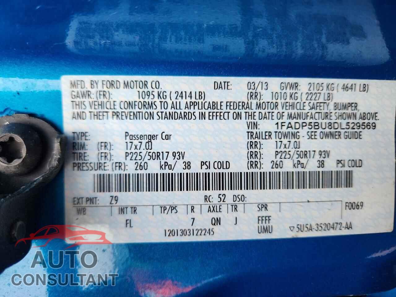 FORD CMAX 2013 - 1FADP5BU8DL529569