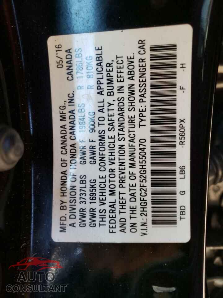 HONDA CIVIC 2016 - 2HGFC2F52GH550470